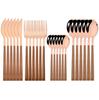16/24/30Pcs Gold Imitation Wooden Handle Dinnerware Cutlery Set Stainless Steel Tableware Knife Fork Spoons Silverware Western Flatware