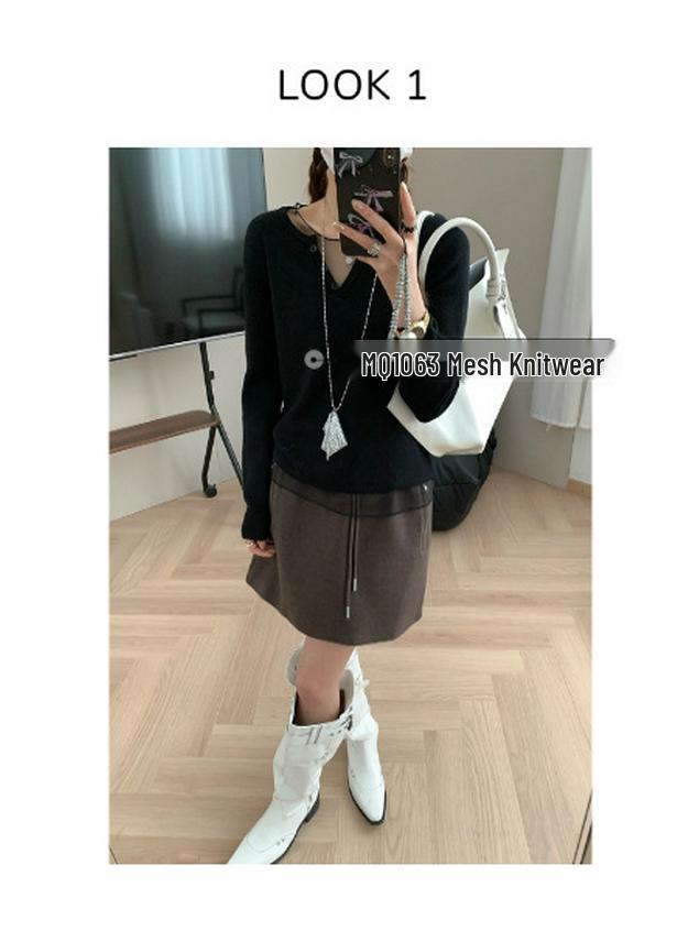 Moqie Winter Petite A-line Woolen Drawstring Short Skirt MQ1064