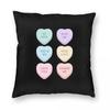 Conversation Candy Hearts Love Square Pillowcase Polyester Linen Velvet Creative Zip Decor Bed Cushion Cover 45X45