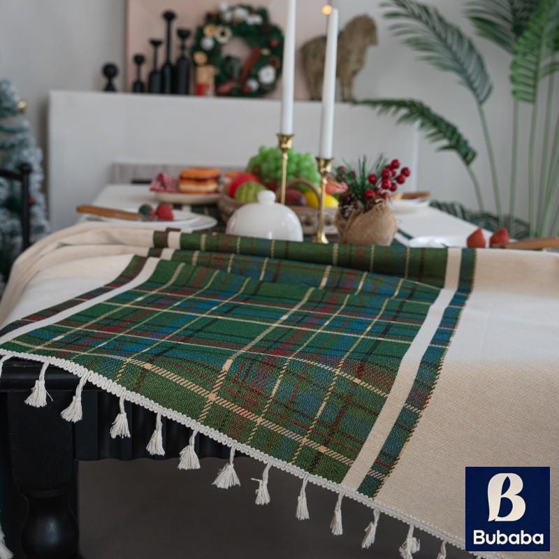 American Style Plaid Tablecloth Vintage Tassel Table Cover Living Room Rectangle Dining Cloth
