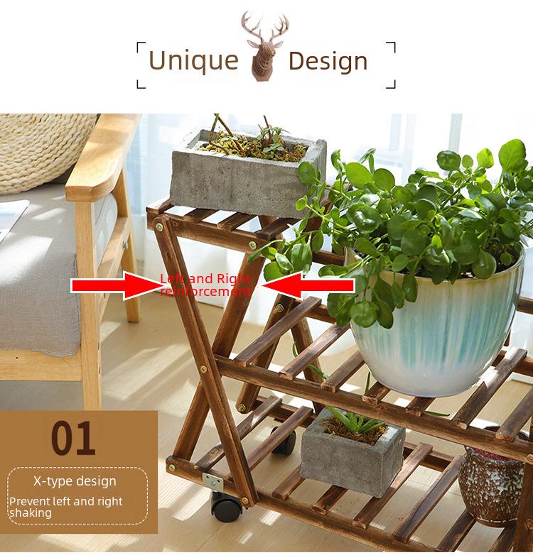 Multi-Layer Solid Wood Flower Stand for Balcony & Living Room