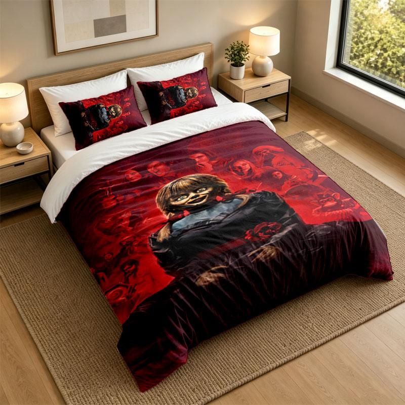 3Pcs Bedding SetThe Conjuring Annabelle Soft Bed Sheet and Two Pillowcases Home Bedroom Decor