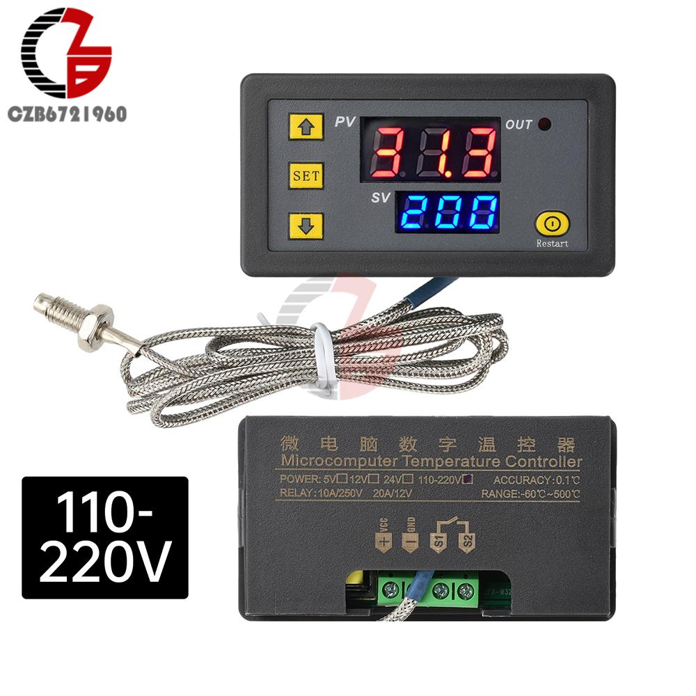 DC 5V/12V/24V AC 110V-220V Светодиодный цифровой терморегулятор Термопара типа K Термостат Регулятор Контроль нагрева и охлаждения