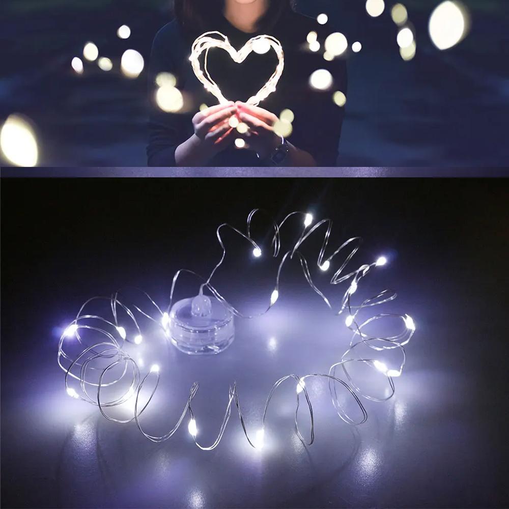 LED String Light Underwater Lamp 1m 2m LED Button Battery Holder Candle Copper Wire String Lights Plum Shaped Waterproof