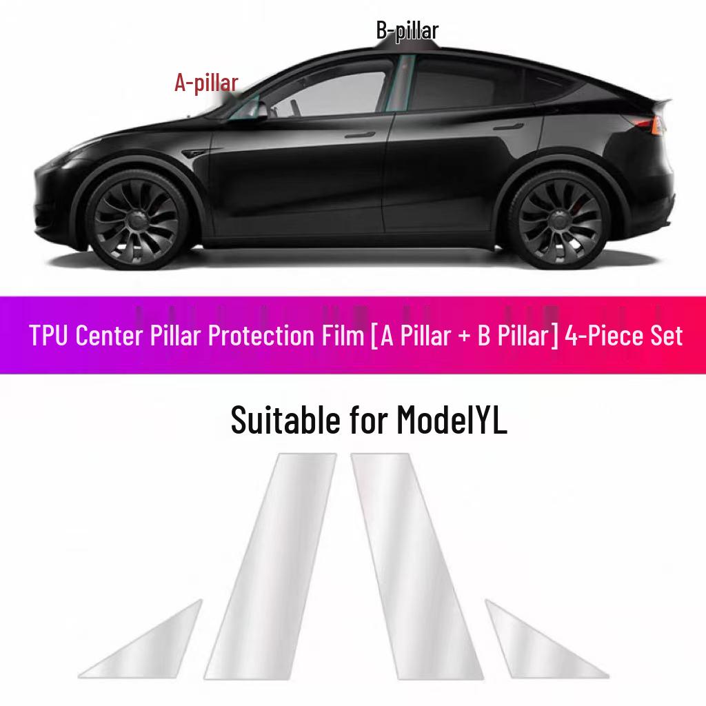 Защитная пленка из ТПУ для задней двери Tesla Model Y/3 - Треугольная зона, Антипрозрачная Глянцевая Черная