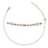 [R4754] - Gold Plated Anklet 'Boho' White Gold - 2 Mm Beads