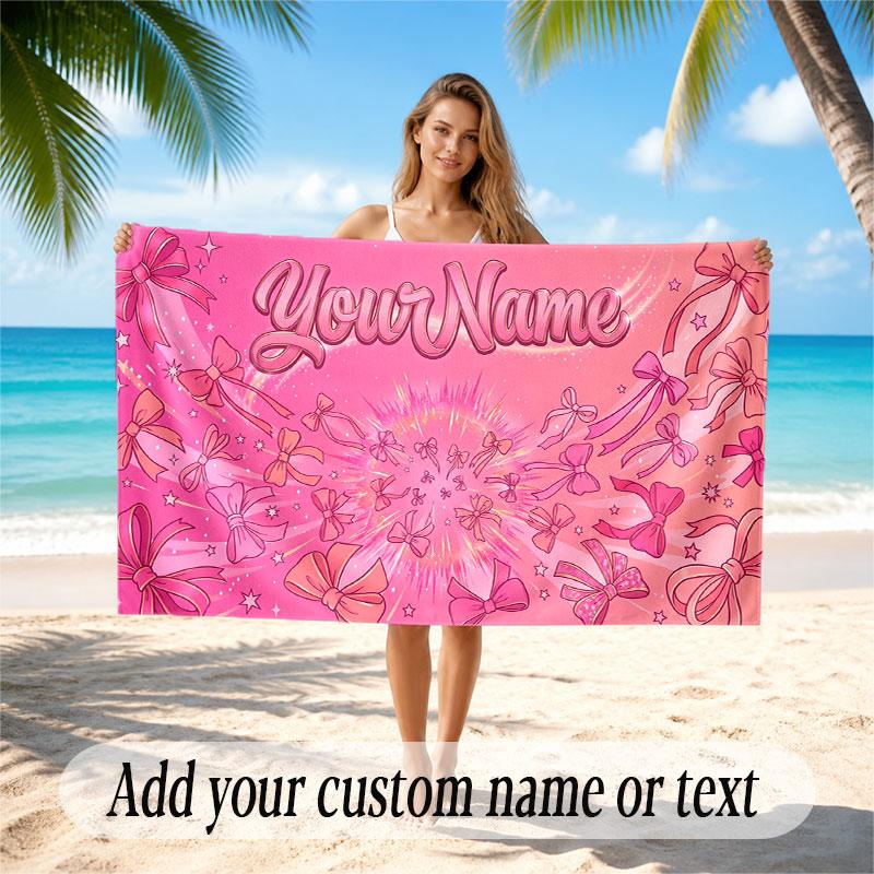 Neon Colorful Theme Soft Beach Towel Personalized Custom Name Text Towel Portable for Beach Pool Travel