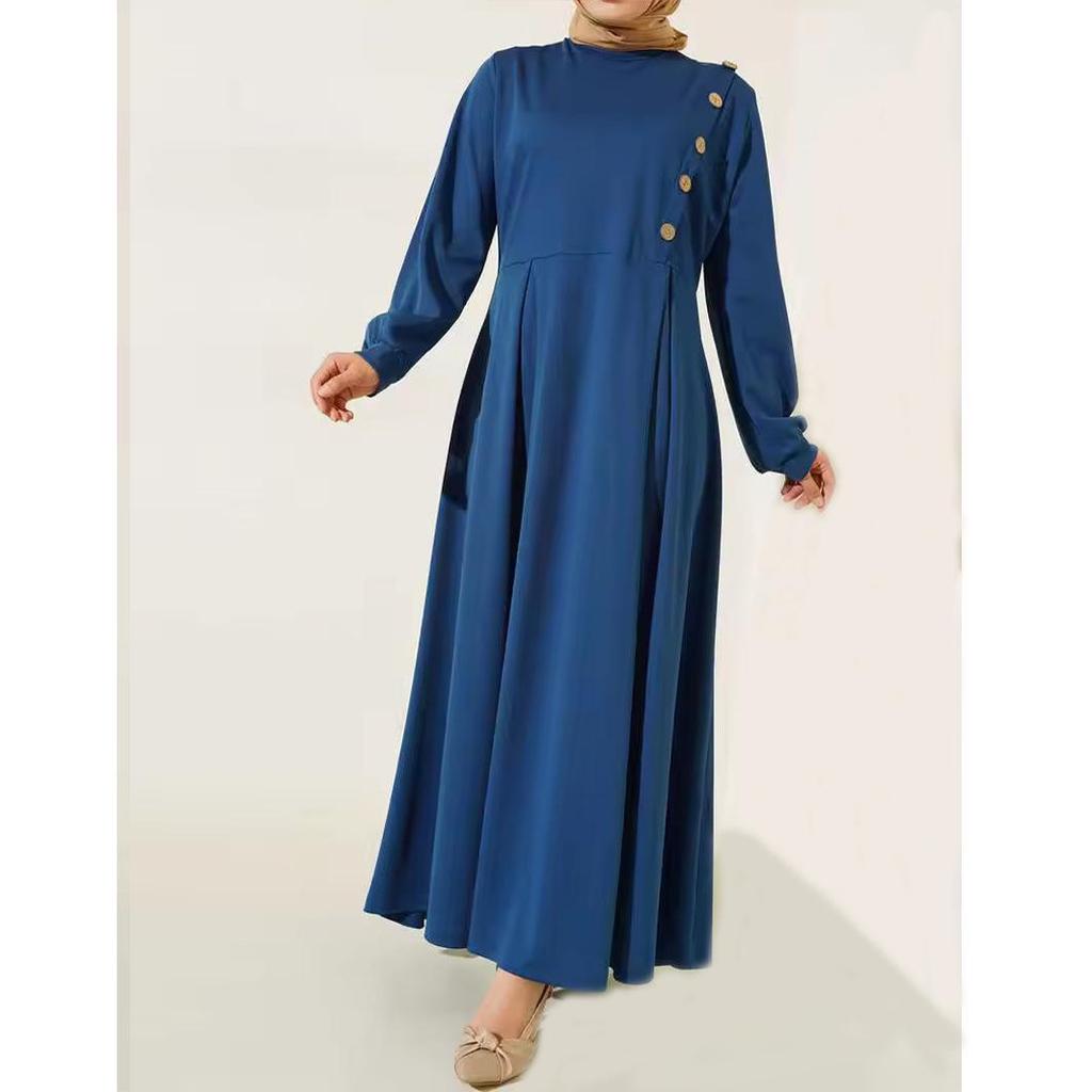 Элегантное однотонное платье с длинными рукавами для мусульманок Ближнего Востока - модный халат весна/осень