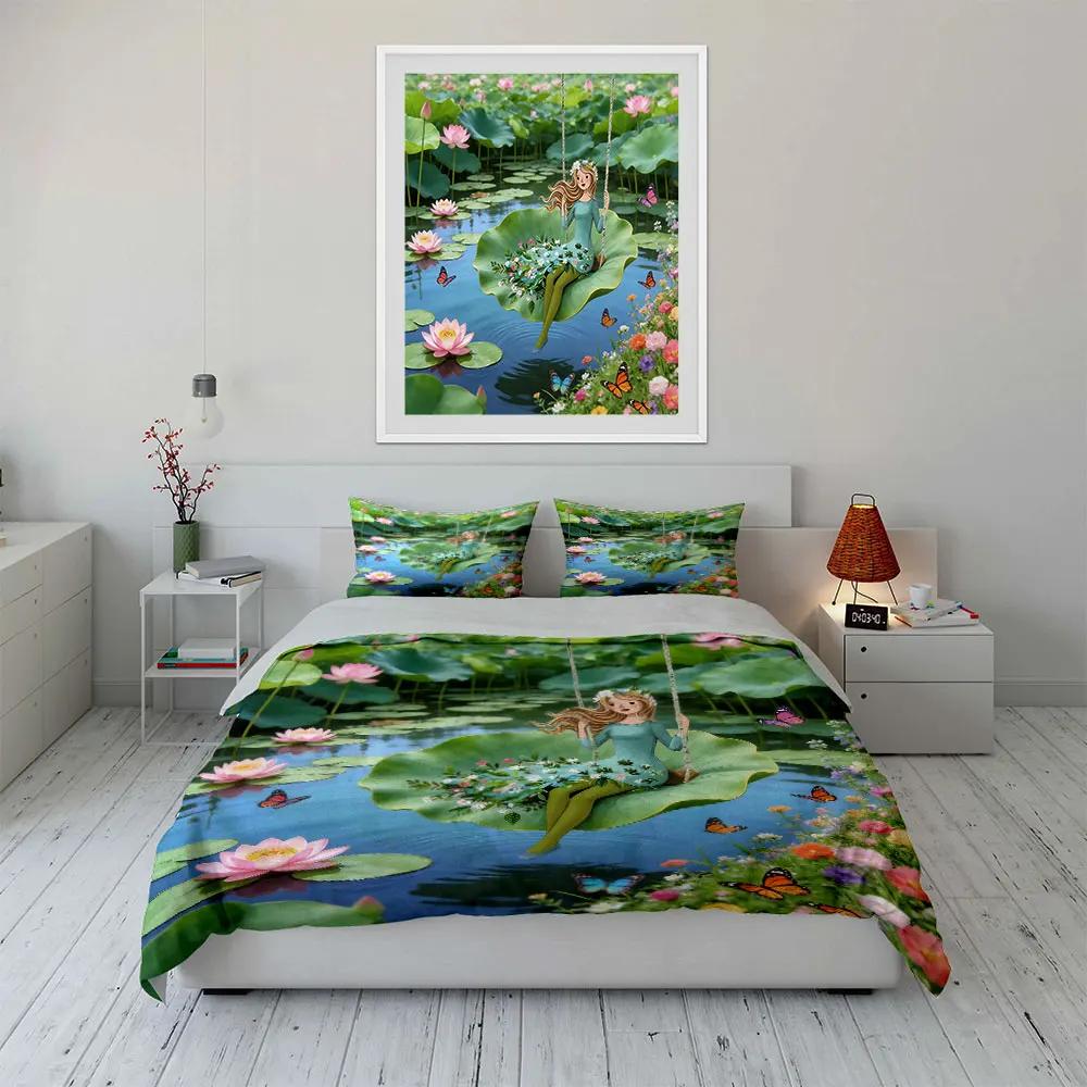 Fairy Garden Decor Set Soft Comfortable Duvet Cover Bedding Set Included 1*Duvet Cover & 2*Pillowcases gift