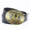 U-shaped Oval Plate Buckle Smooth Buckle Retro Style Cowhide Belt Whole Buffalo Leather Cutting Belt