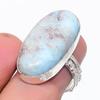 Natural Larimar Gemstone Handmade 925 Sterling Silver Jewelry Ring Size 7.5 W6o31
