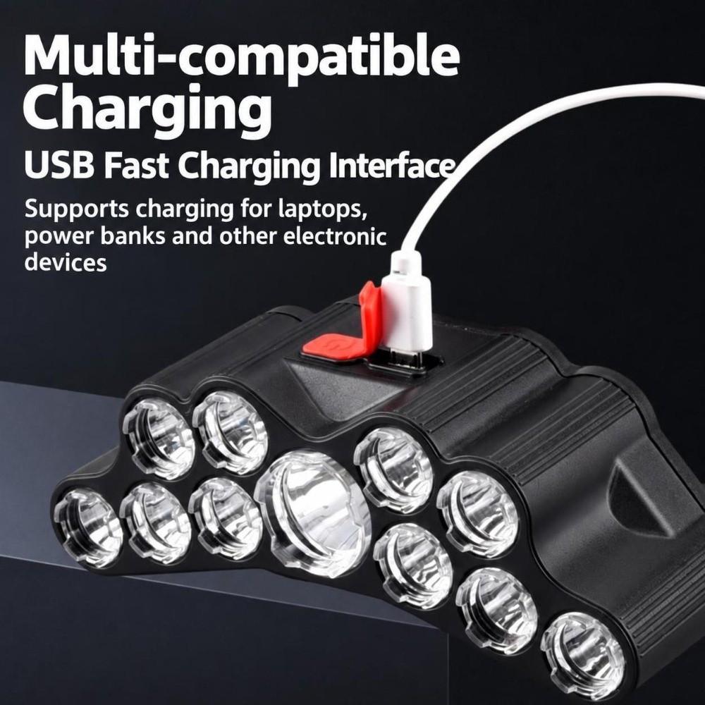 11 LEDs Head Flashlight Lantern Bright Head Lamp for Camping Fishing Running Hiking Work