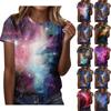 Женская повседневная свободная футболка с принтом, круглый вырез, пуловер, короткий рукав, топ