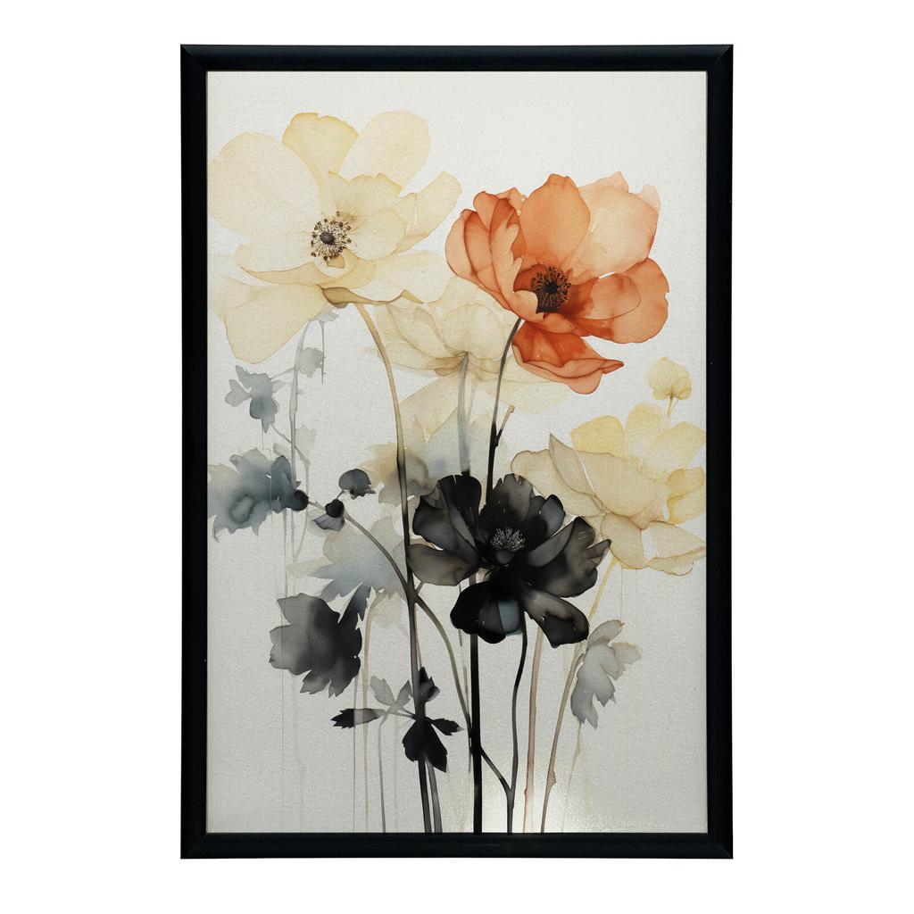 Kwiatowa Symfonia W Akwareli Kwiatowa Symfonia W Akwareli, 30X40 Cm, Rama Aluminiowa Czarna, Papier Matowy 230 Gsm