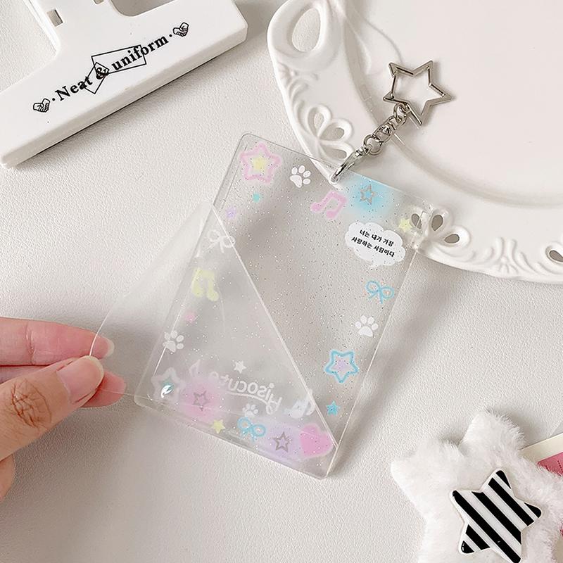 Красочные граффити Прозрачный Kpop 3-дюймовый держатель для фотокарточек Карман для карточек Маленькая карточка Кирпич Школьный рюкзак брелок Подвеска