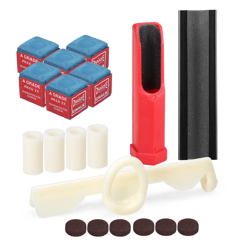 20 IN 1 Billiard Repair Kit Cue Tip Repair Tool Billiard Chalk Pool Cue Tips Cue Stick Ferrules Cue Tip Clamp Cue Tip