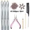 Tinsel Hair Extensions Kit Tools Silicone Micro Rings/Pliers/Rat Tail Comb/Crochet Hook/Glitter Hair Tinsel Hair Extension Tools