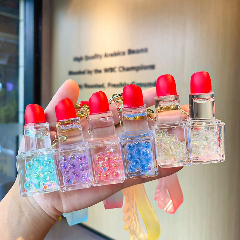 Очаровательный акриловый брелок для губной помады-пузырька для девочек в синем цвете, идеально подходит для подарков