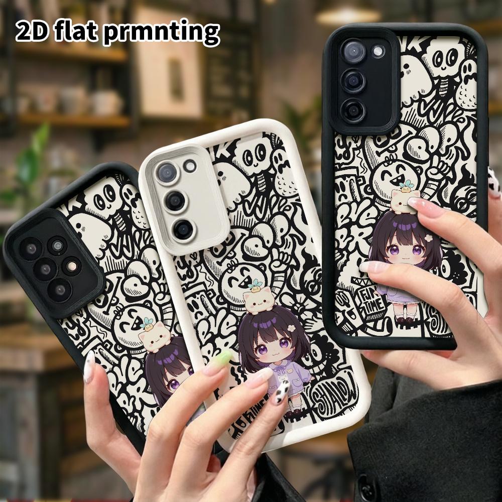 Phone Case: 2D Flat Samsung Galaxy A34 A35 M05 M06 S20 S22 S21 FE Plus 5G Protective Case, Purple-Haired Little Girl, Christmas and Halloween Gift