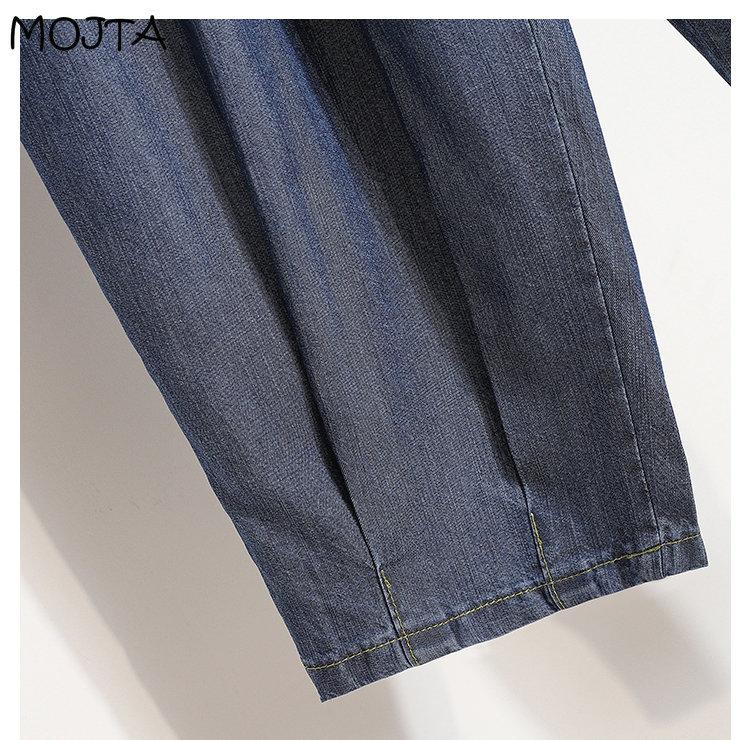 MOJTA Джинсы больших размеров, весенне-осенние женские эластичные брюки с высокой талией, свободные повседневные женские брюки