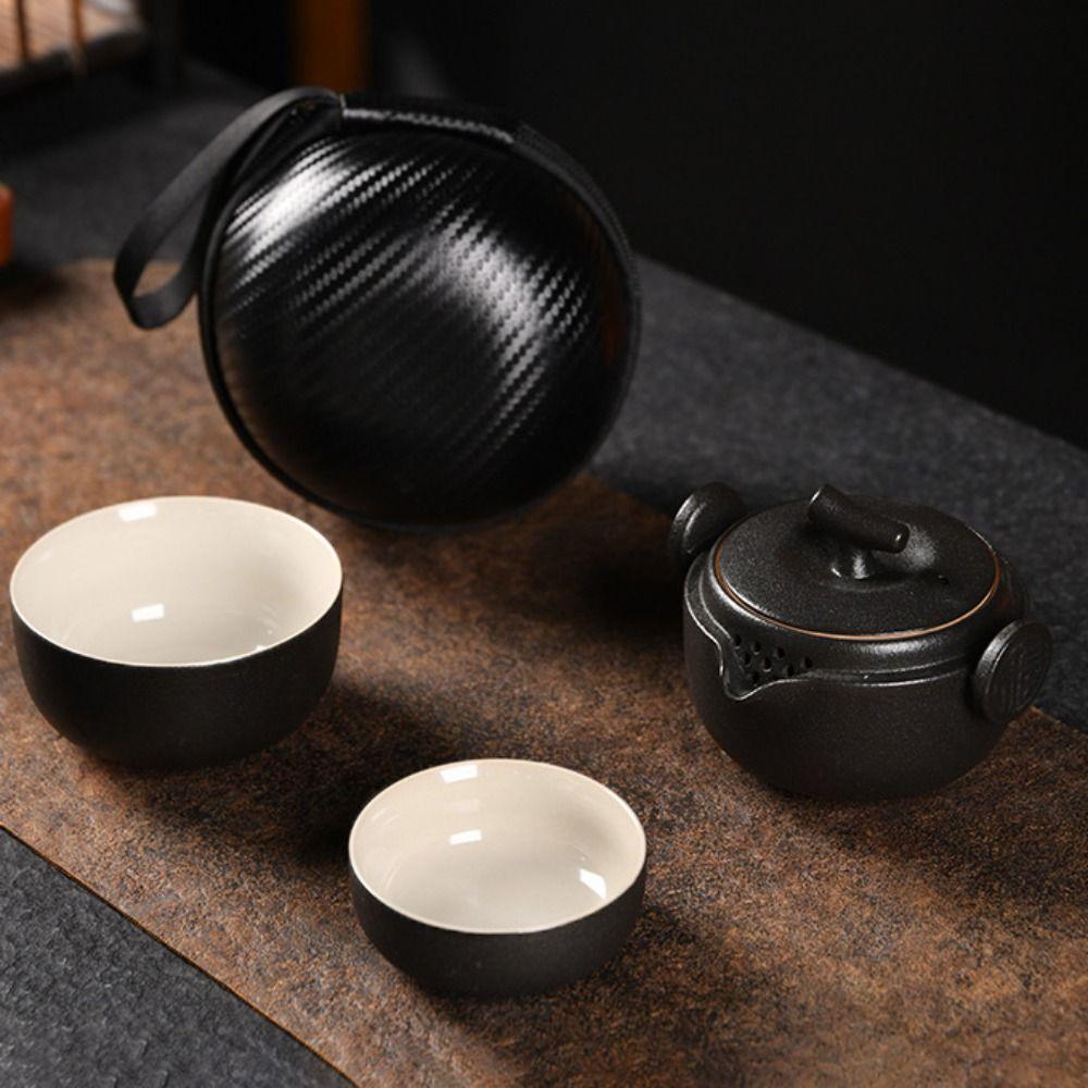 Ceramic Tea Ceremony Teapot Set with Storage Bag Chinese Teapot Set Creative Travel Teapot Office