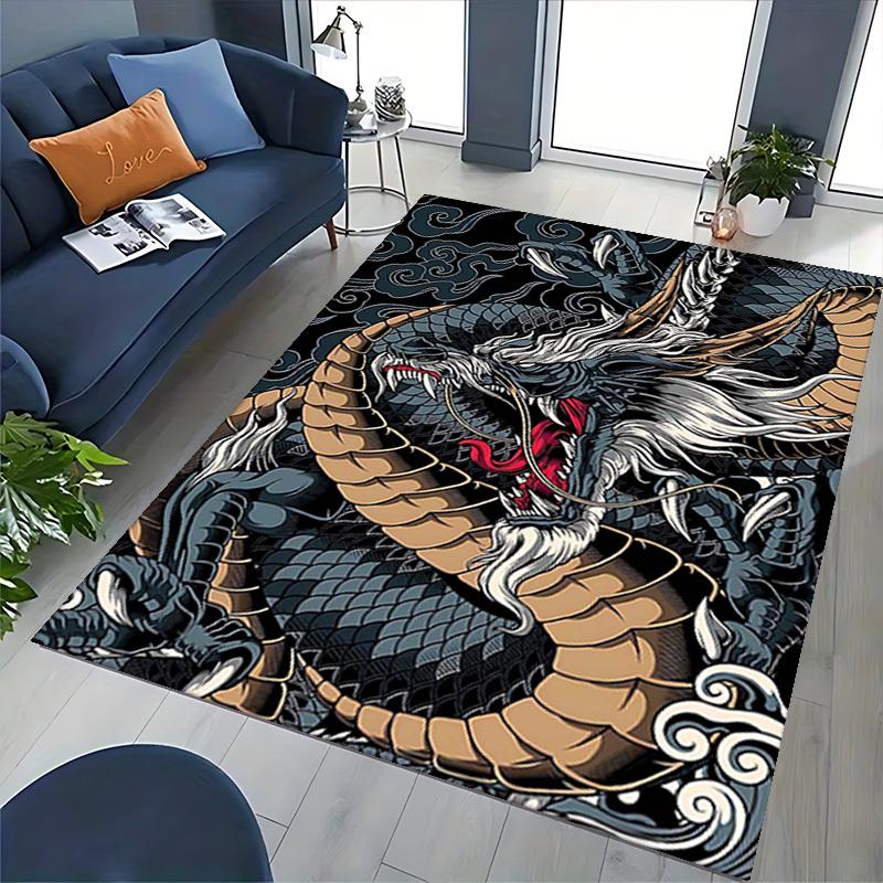 1pc Anime Dragon Chair Mat - Office Desk Rug with Japanese Mythical Creature Design, Non-Slip Carpet for Home Decor, Suitable for All Seasons and Perf