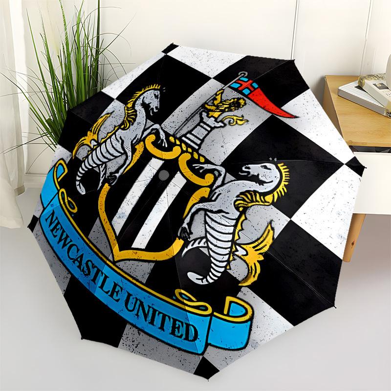 Newcastle United, Badge Automatic Opening and Closing, 8 rib Structure Portable Umbrella, Suitable for Men and Women in All Seasons Perfect
