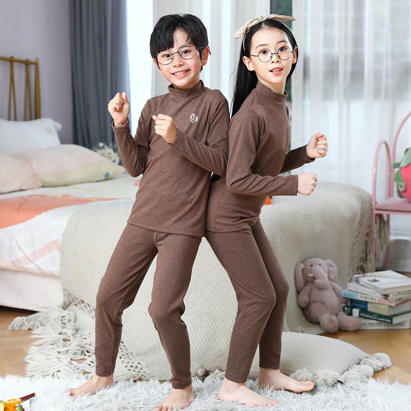 Children's Fall and Winter Warm Set Warm Long-sleeved Top + Warm Pants 2-piece Set