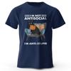 I Am Not Anti Social Cat Print T-Shirt Men's Summer 100% Cotton Oversized Funny T-Shirt Men's Women's Summer Short Sleeves