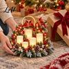Festive Soft Furnishing Gifts Christmas Flameless Candle Resin Ornament with LED Light Santa Angel Bear Ornaments Led Lights Bird Tabletop