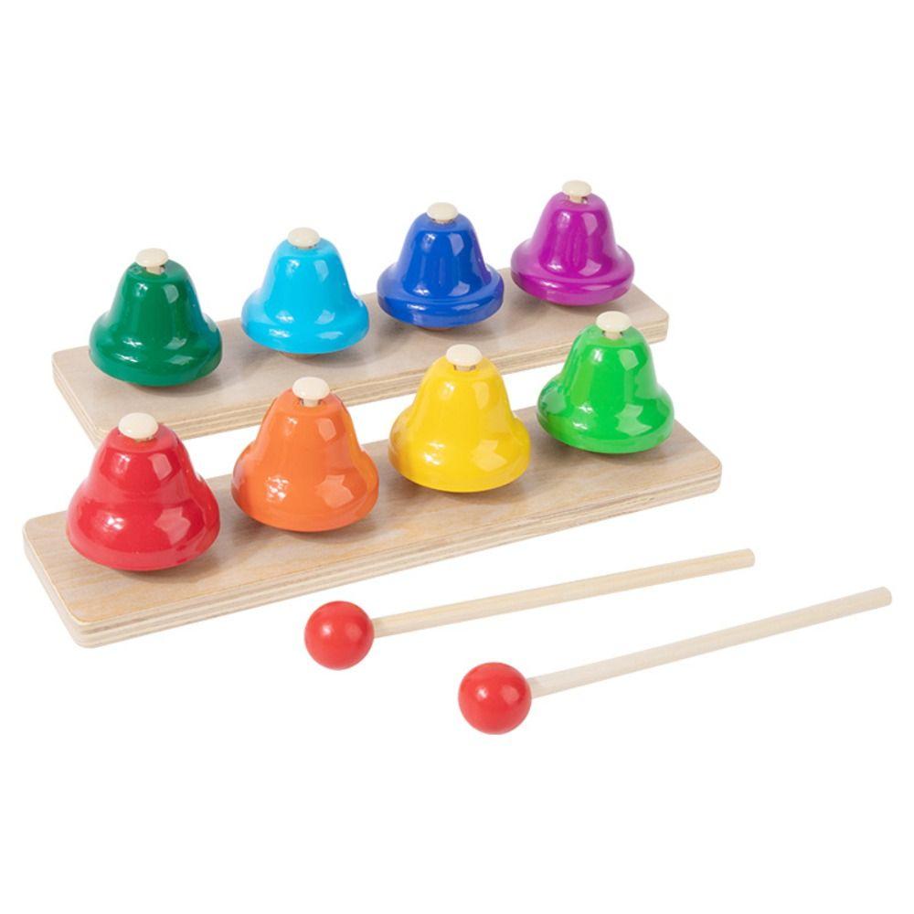 Montessori 8 Notes Music Bells Wooden Metal Bell Musical Learning Toy Intelligent Development