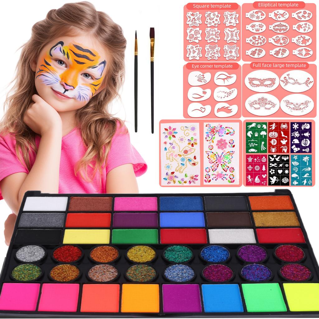 42 Colors Face Paint Kit, Halloween Easter Body Paint Set, Professional Safe Formula for Kids & Adults, Multi-Color