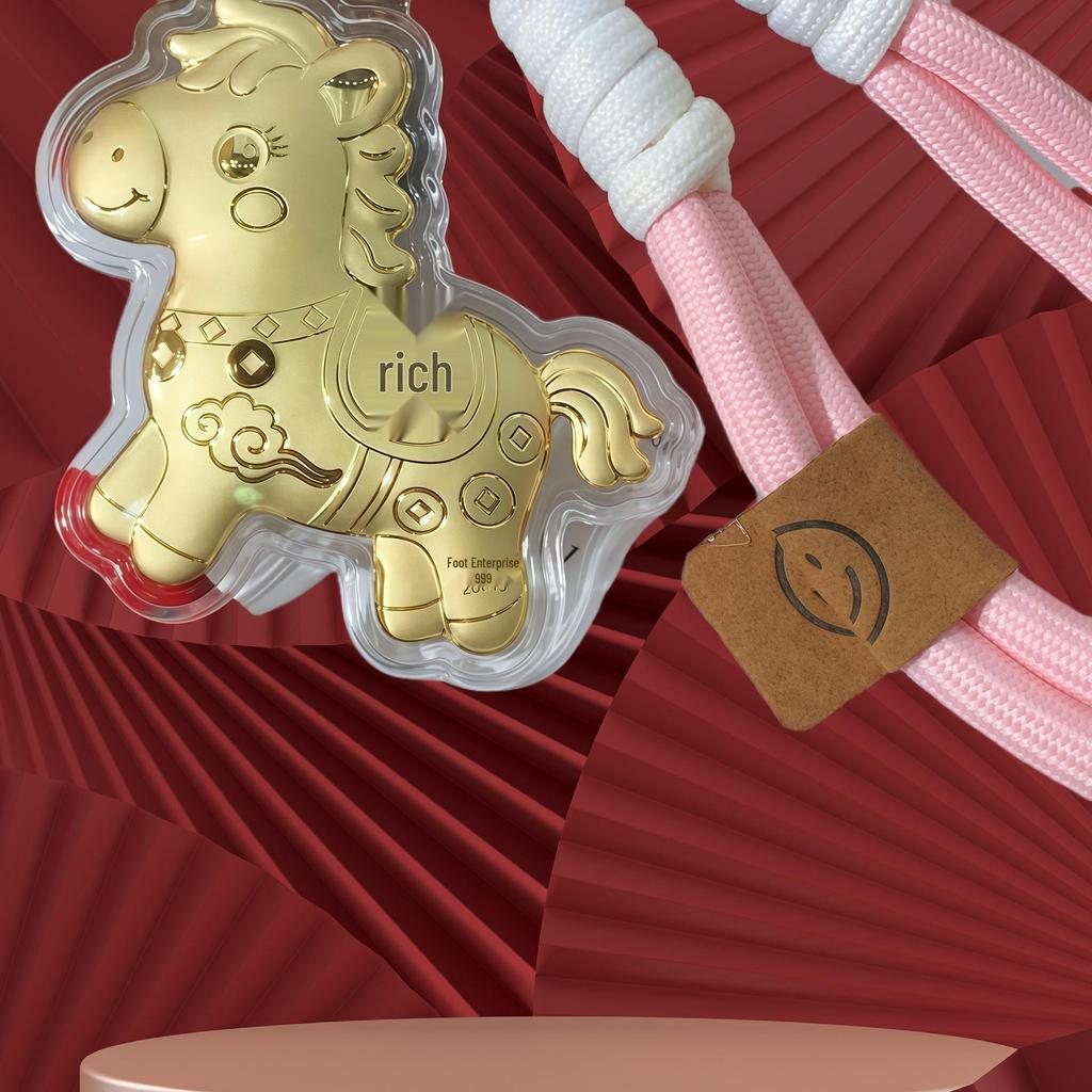 Кулон-брелок для ключей в виде лошади из чистого золота 999 пробы: Талисман мгновенного богатства для телефона, сумки или автомобиля