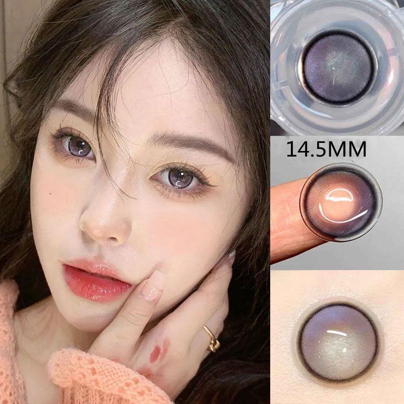 Mill Creek Color Contact Lenses with Grade Cosmetics Korean Beauty 14.5MM 0 Power Natural Color Diopter Eye 2pcs Annual Use Myopia Contact Lenses
