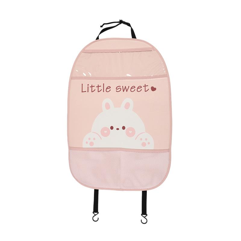 Защитная накладка на спинку сиденья автомобиля с сумкой для хранения Задний коврик против пинков Детские аксессуары для интерьера автомобиля Грязезащитный розовый, бежевый