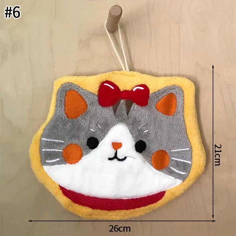 Cartoon Kawaii Kitten Hand Towel Super Absorbent Washing Hand Cloth Kitchen Bathroom Wall Hanging Towels Soft Handkerchief Rag