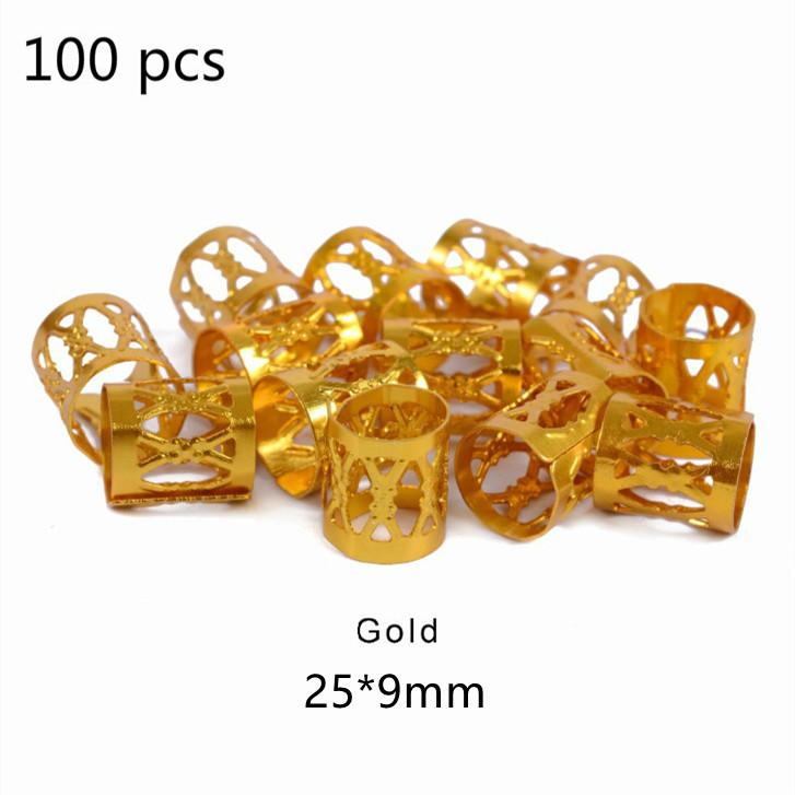 100/200 шт. серебряное золотое кольцо для волос для дредов, плетеные аксессуары для волос в стиле регги, аксессуары для волос в стиле хип-хоп, металлическая регулируемая пружина