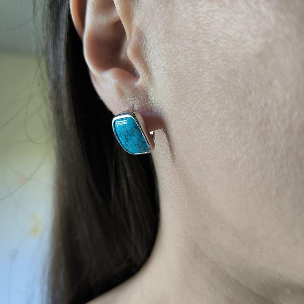 Серебряные серьги с бирюзой (2176572)