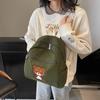 Bear Backpack Corduroy Student Schoolbag Women Cartoon Backpack