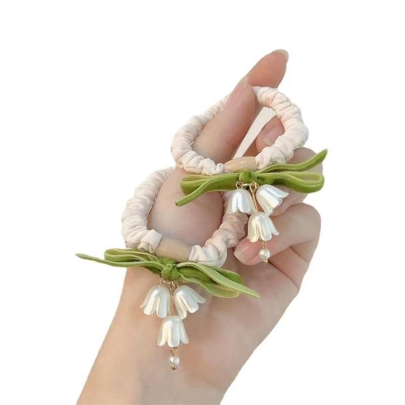 Лесной ландыш Цветок Тонкая кишка Кольцо для волос Веревка для волос Простой темпераментный бант Резинка для волос Резинка для волос Голландский рукав для волос Веревка для волос