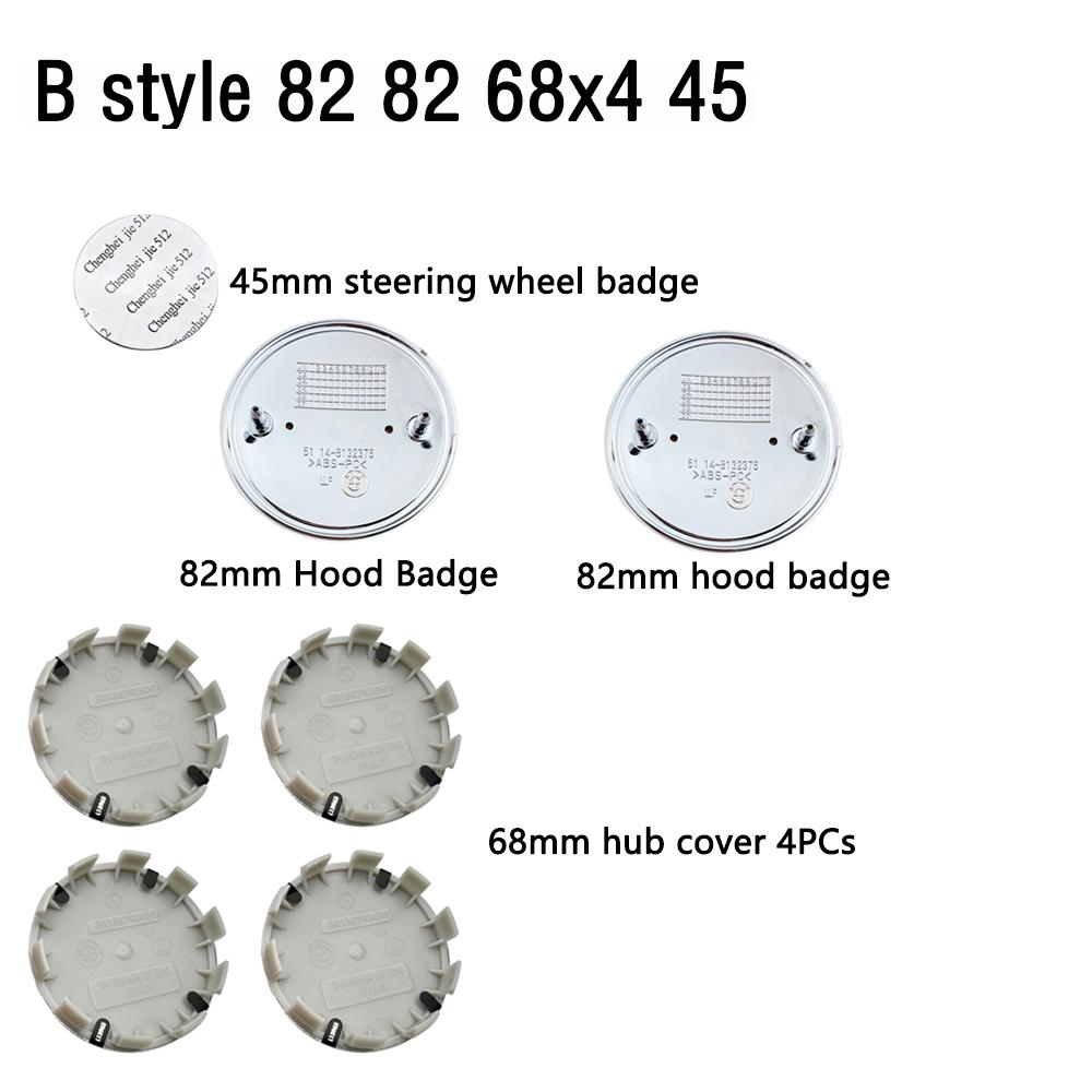 7Pcs Car Hood Front Rear Trunk Emblem Badge For BMW original Logo all black E36 E46 E53 E90 E60 E93 E87 G01 G20 X3 X5 F30 F20 X6