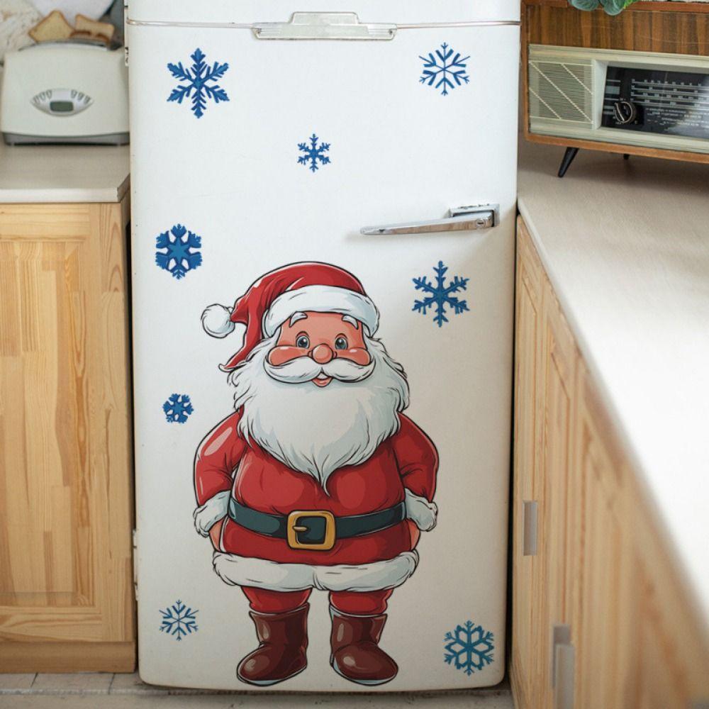 DIY Рождественская Наклейка На Стену Милая Снежинка Наклейка Рождественская Наклейка Снеговик Холодильник