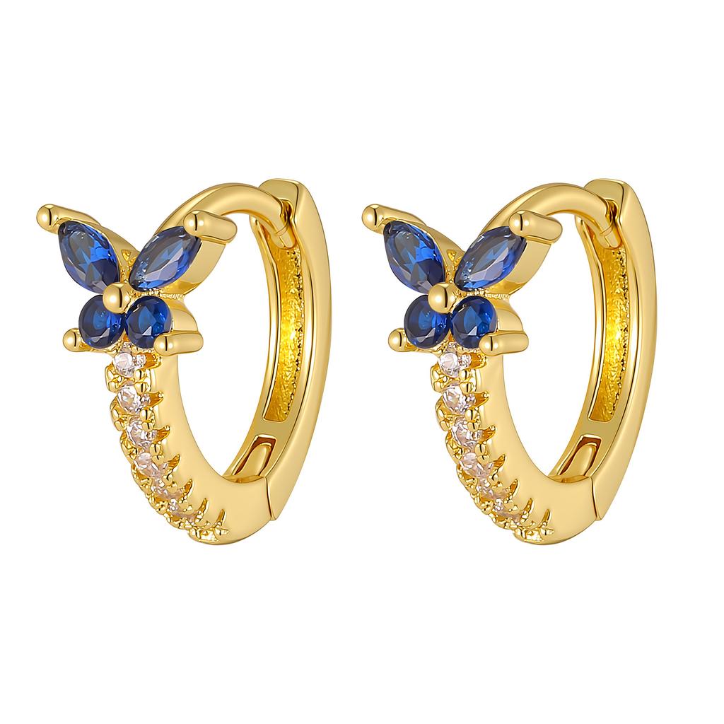Vnox Gold Plated Copper Colorful Zirconia Butterfly Earrings for Women Girl, Classica White Crystal Stone Earrings Party Gifts