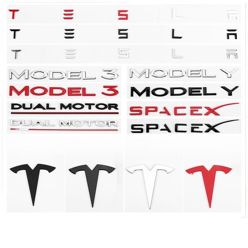 DQMN8 Tesla car emblem ABS front badge trunk emblem modification dual motor badge letters Tesla Model Y 3 X S dual motor sticker