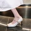 2025 Spring and Summer National Style Square Head Design Fashion Light Mouth Casual Thick Heel High Heel Versatile Fashion Daily Single Shoes Women