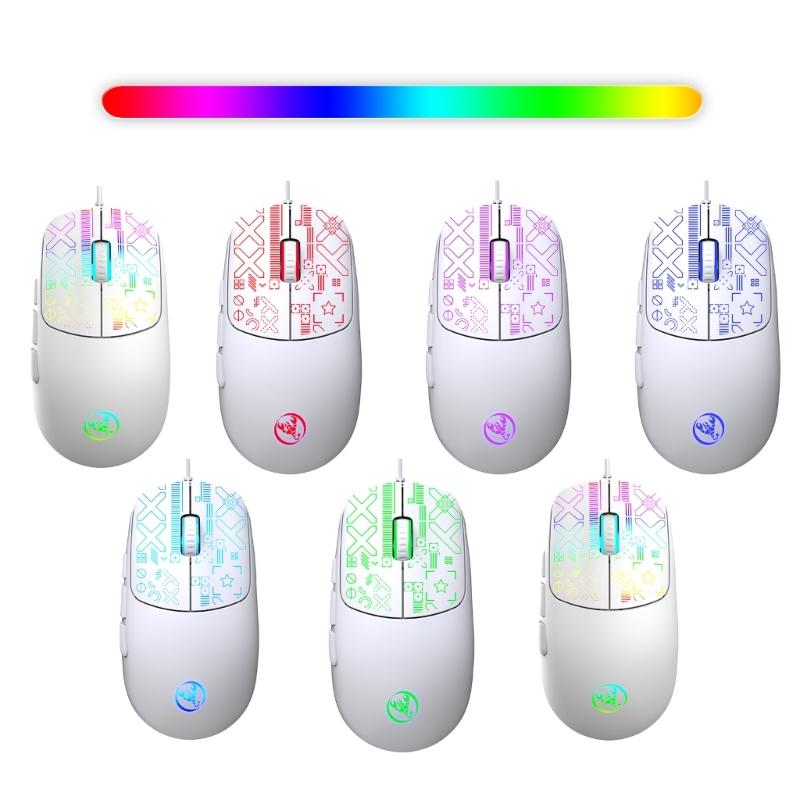 6 Button RGBs Illuminates Corded Mouse 3600DPI Precisions Tracking For Gaming Office Use With AntiSlip Scroll Wheel
