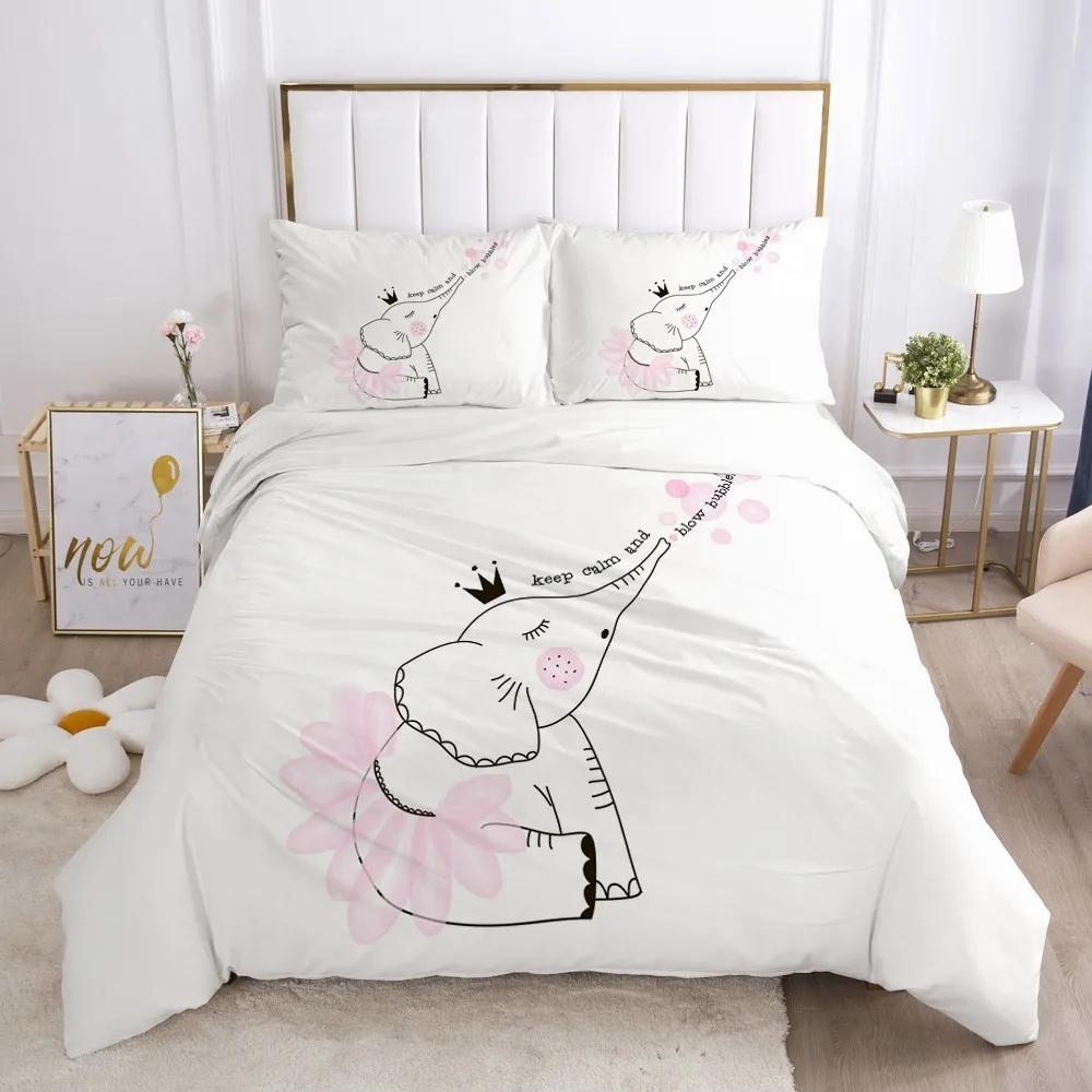 Lovely Pink Bedding Set Duvet Cover 140X200 For Girl Bedroom Quilt Cover Pillowcase Duvet Cover Bed Single Double Size(No Sheet)