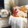 Dog & Autumn Leaves Throw Pillow Cover With Short Plush Print Living Room Sofa Decoration Cushion Cover Pillow Covers Decorative