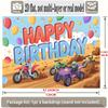 Happy Birthday Off-Road Theme, 1pc Polyester Party Backdrop Banner, Photo Booth Background, Wall Decor