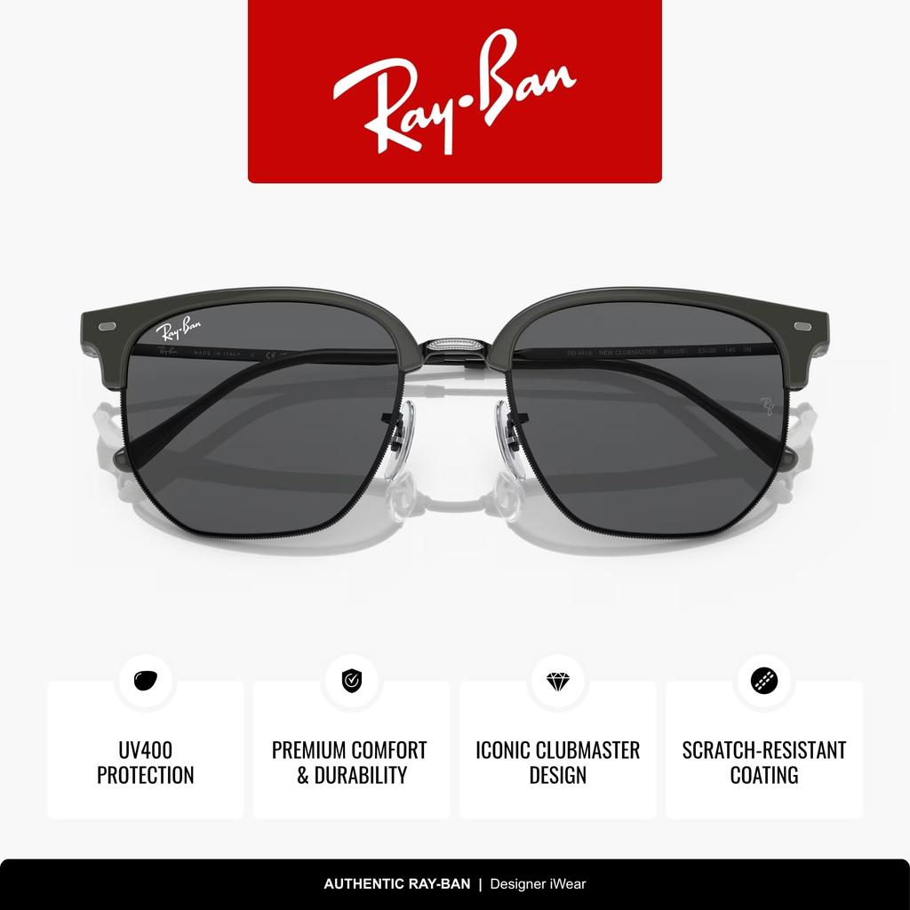 Солнцезащитные очки RB4416 CLUBMASTER BLACK 51 НОВЫЕ 6653B1 СЕРЫЕ НА поляризованные Ray-Ban